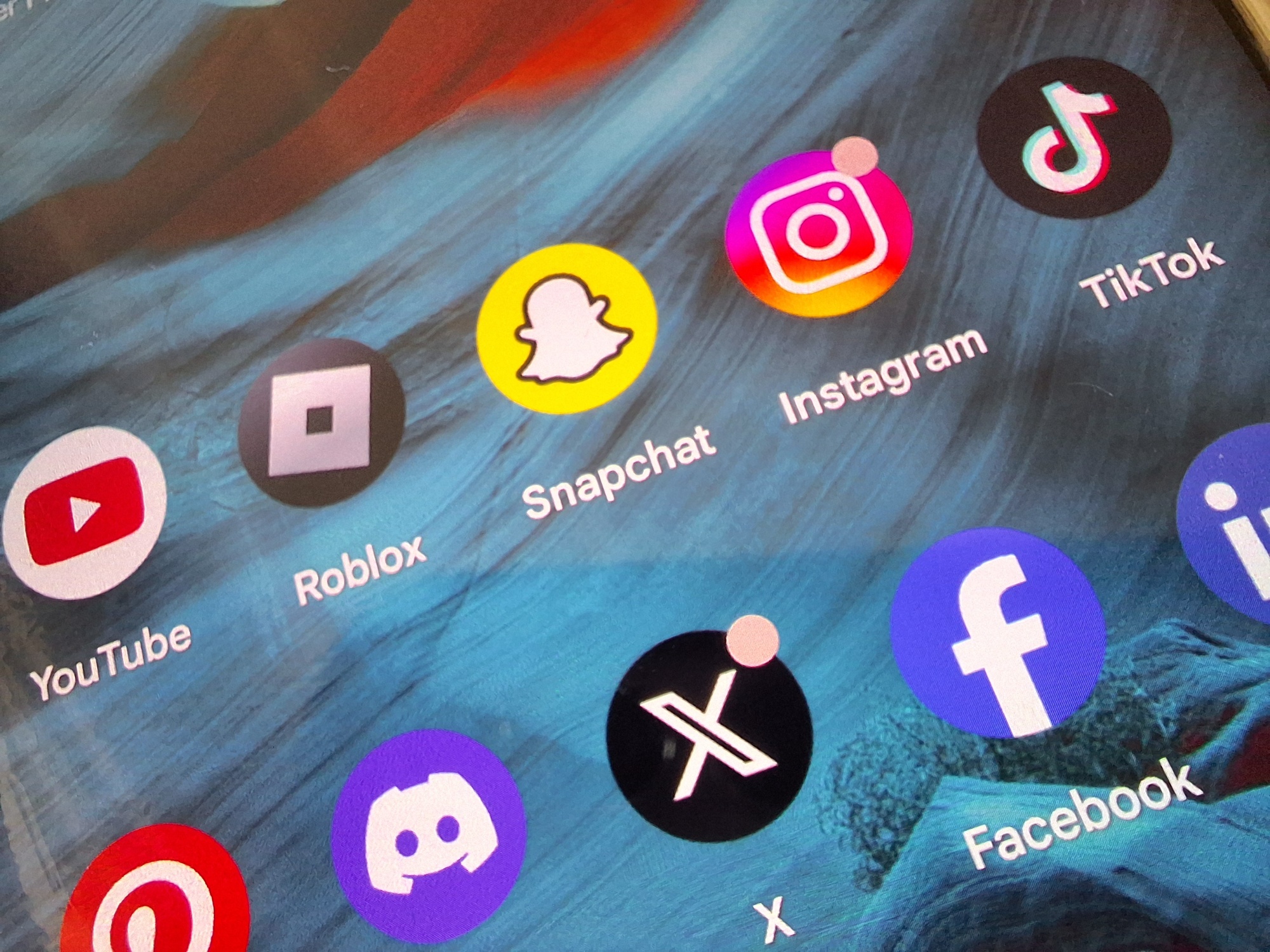 Social media icons on phone